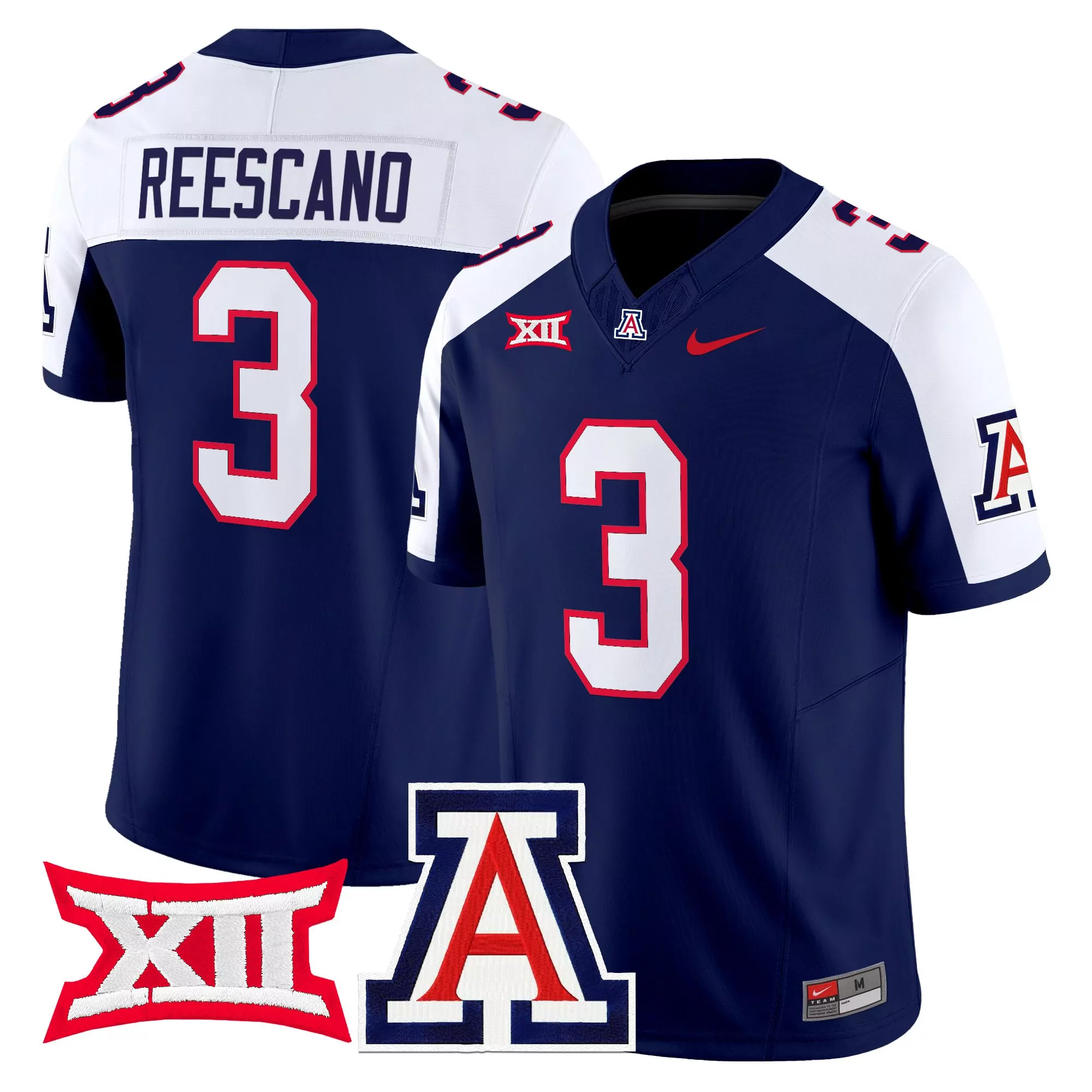 Reescano 3 Men'S Arizona Wildcats Navy Vapor Jersey All Stitched 2025 Big 12 Patch