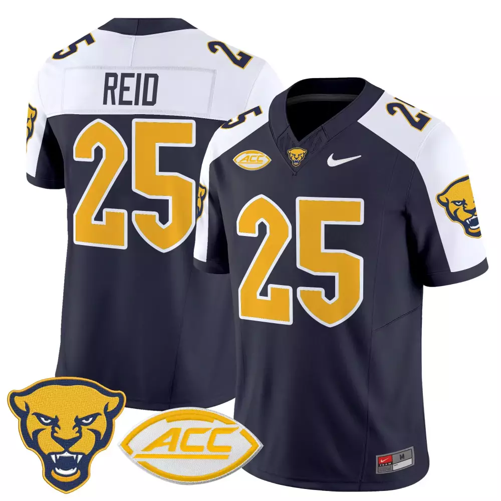 Reid 25 Men's Stitched Jersey | Pittsburgh Panthers Blue 2025 ACC Name Patch | Stylish Fan Gear | For Men, Women & Youth
