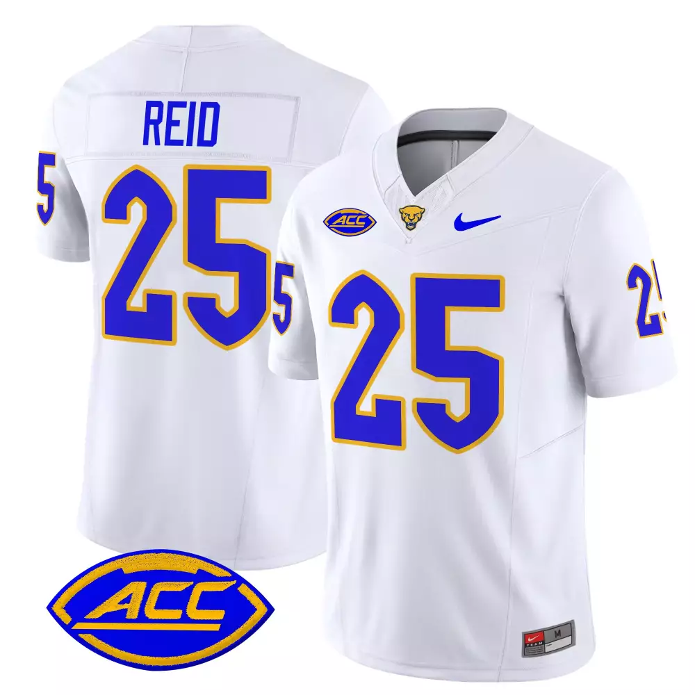 Reid 25 Men's Stitched Jersey | Pittsburgh Panthers Blue 2025 ACC Name Patch | Stylish Fan Gear | For Men, Women & Youth