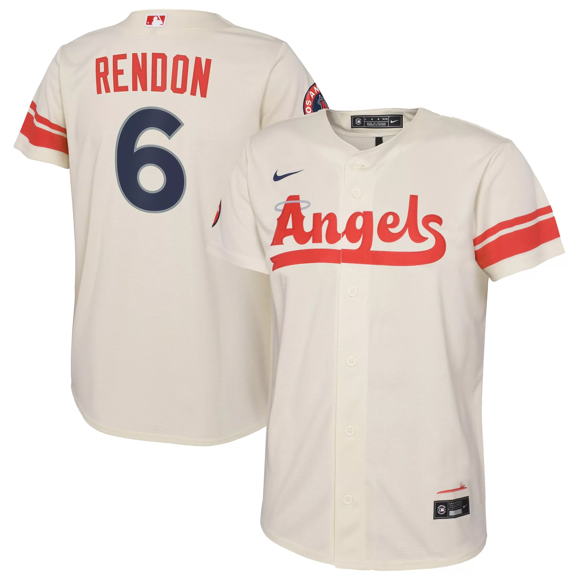 Rendon 6 Los Angeles Angels Cream All Stitched Men'S Jersey 2025 Name Patch