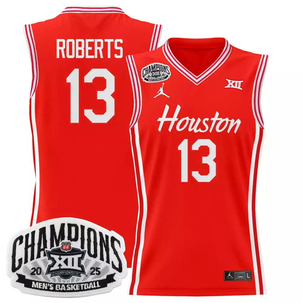 Roberts 13 Houston Cougars 2025 Champions Basketball Jersey All Stitched Red Men'S