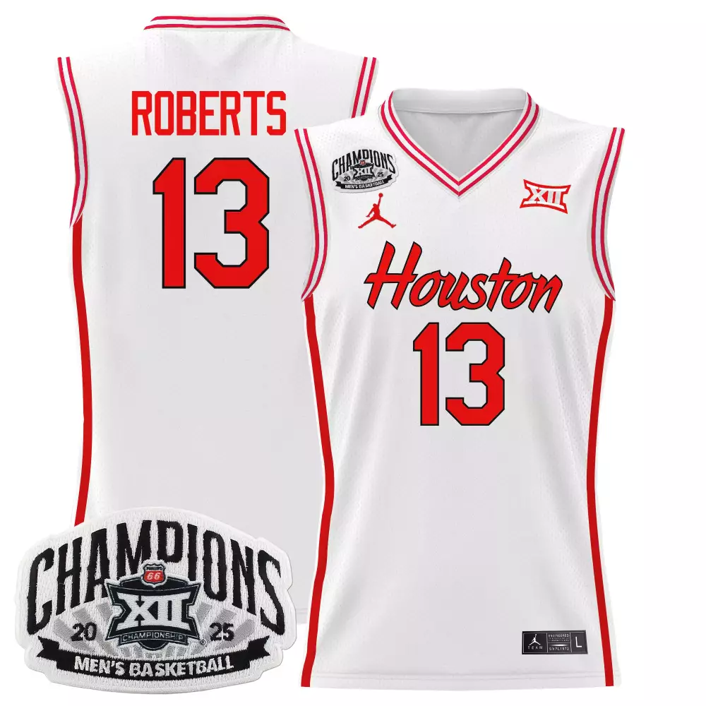 Roberts 13 Houston Cougars 2025 Champions Basketball Jersey All Stitched Red Men'S