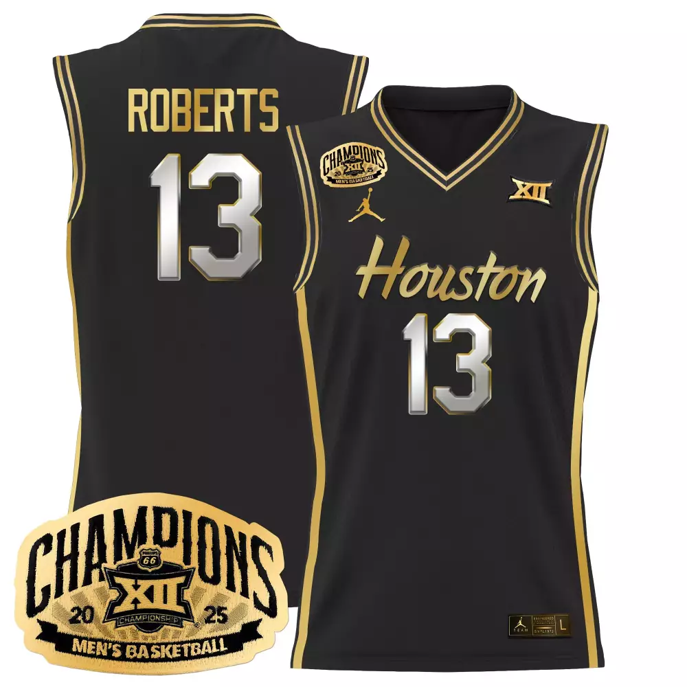 Roberts 13 Houston Cougars 2025 Champions Basketball Jersey All Stitched Red Men'S