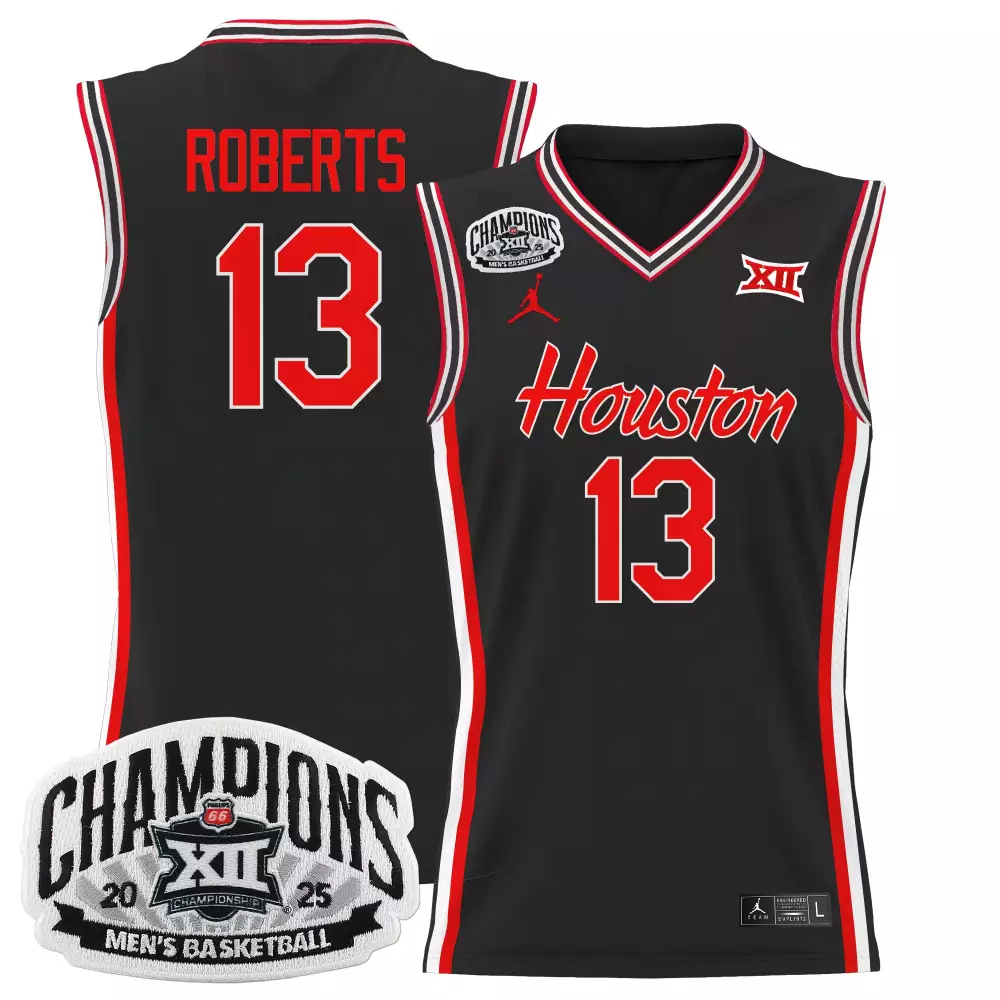 Roberts 13 Houston Cougars 2025 Champions Basketball Jersey All Stitched Red Men'S