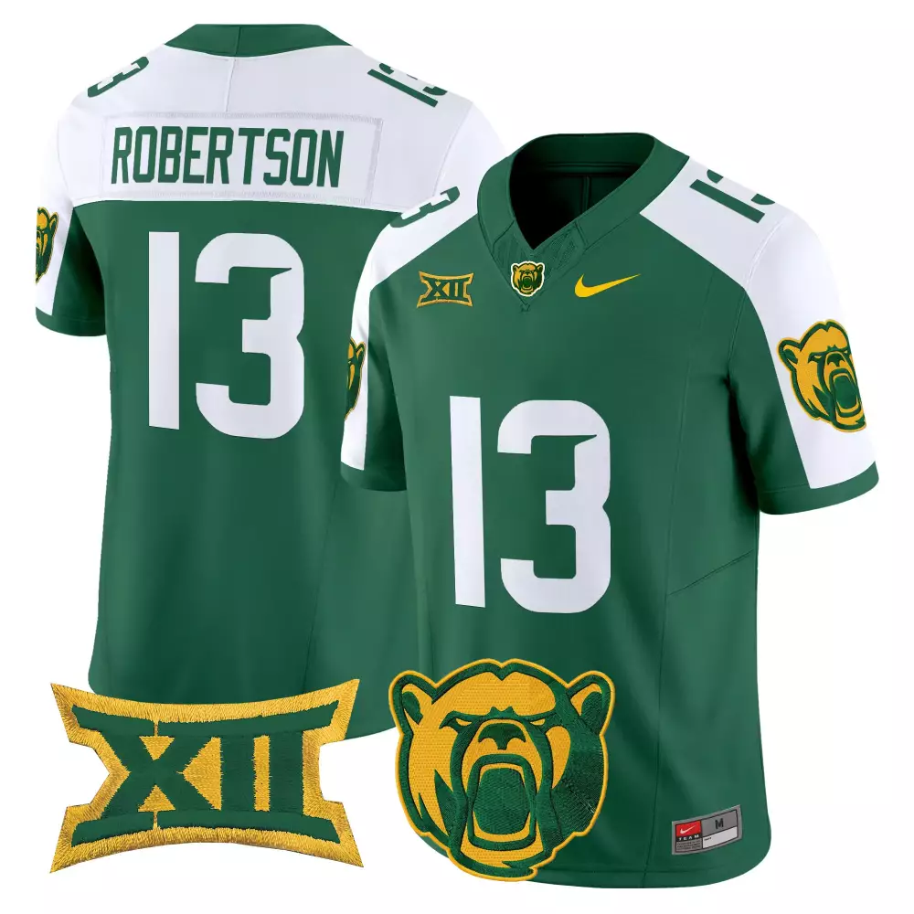 Robertson 13 Men'S Baylor Bears Green Stitched Jersey With Name Patch 2025