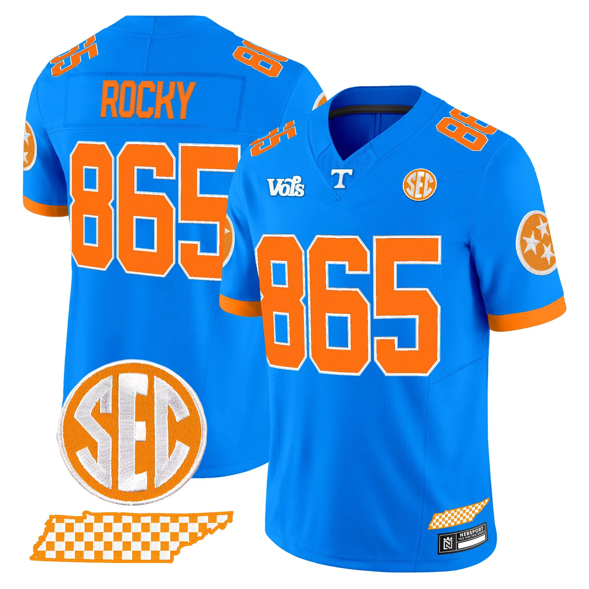 rocky 865 men s vapor jersey tennessee volunteers blue stitched sec patch 2023 edition
