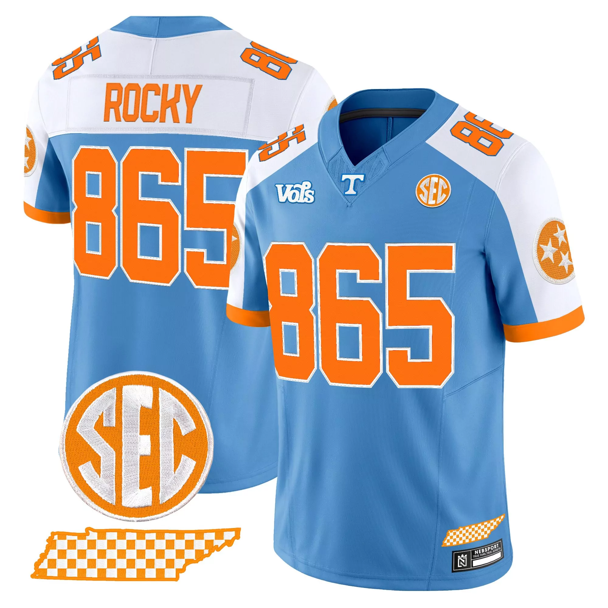 rocky 865 men s vapor jersey tennessee volunteers blue stitched sec patch 2023 edition