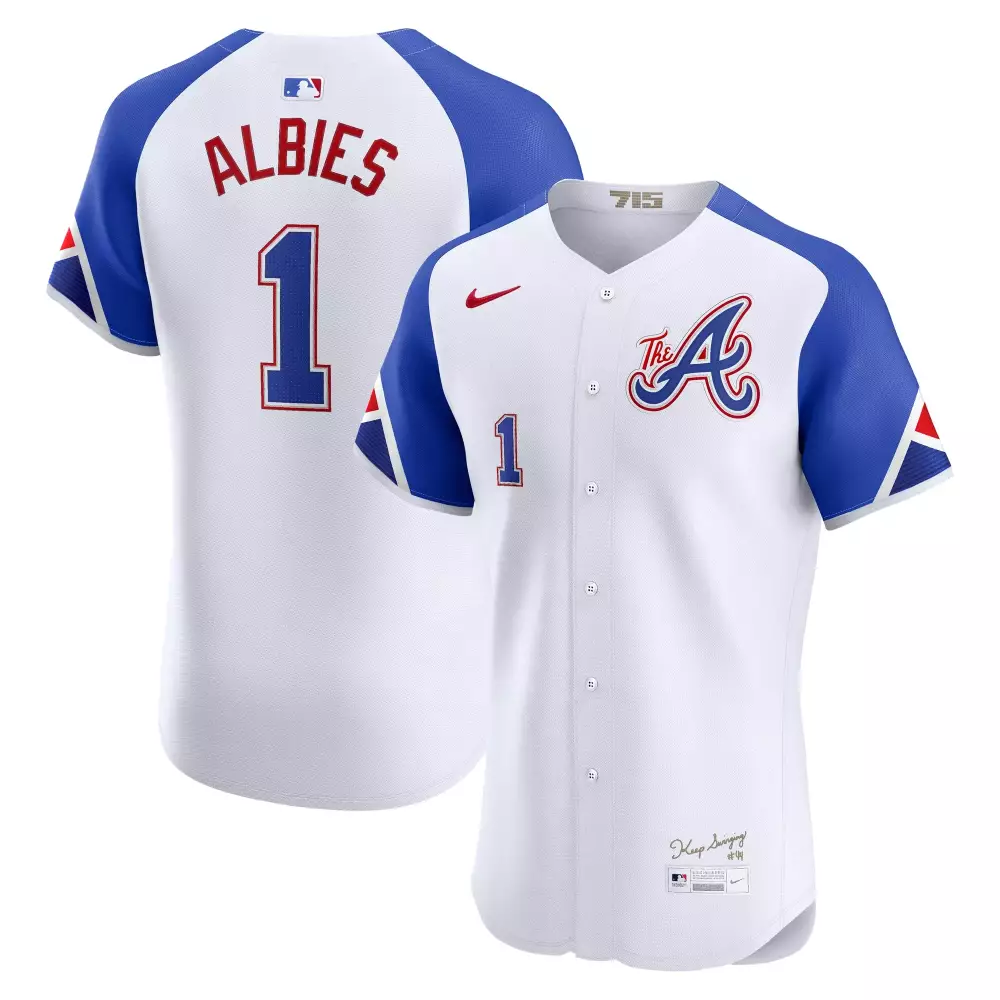 Ronald Albies 1 Atlanta Braves 2025 City Connect Jersey | White Blue All Stitched | Limited Edition Fan Gear | For Men, Women & Youth