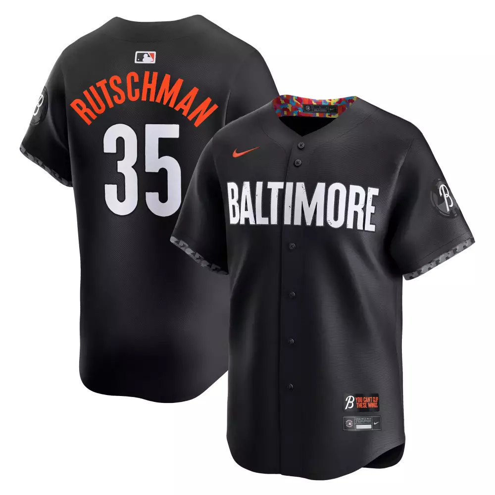 Rutschman 35 Baltimore Orioles 2025 Black All Stitched Unisex Jersey | Name Patch | Limited Edition Fan Gear | For Men, Women & Youth