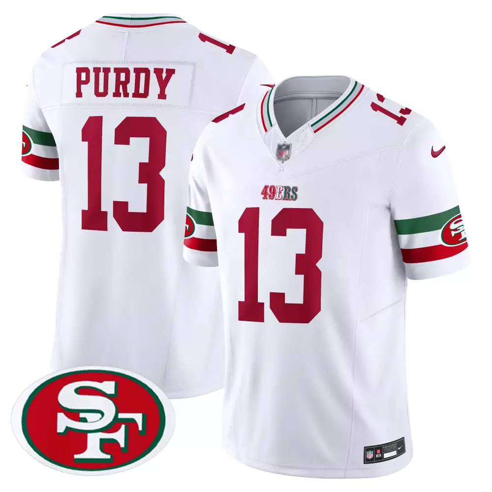 Purdy 13 San Francisco 49ers White Stitched Jersey | Youth Name Patch 2023 | Perfect Fan Gear for Kids | For Men, Women & Youth