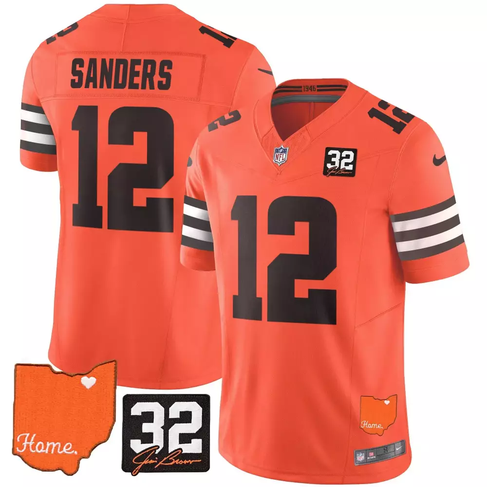 Sanders 12 Cleveland Browns 2025 Vapor Jersey | Brown Home Patch | Fan Gear for Men, Women & Youth