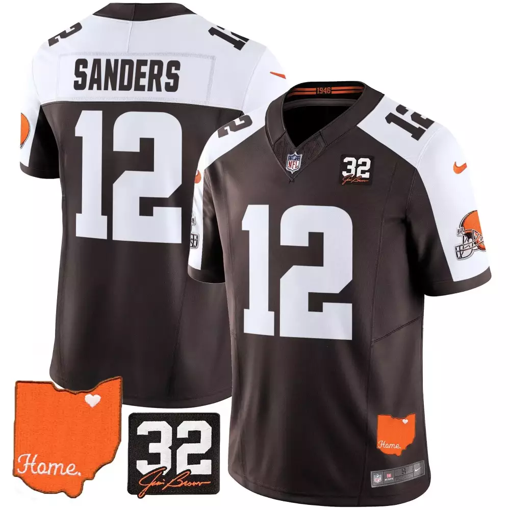 Sanders 12 Cleveland Browns 2025 Vapor Jersey | Brown Home Patch | Fan Gear for Men, Women & Youth