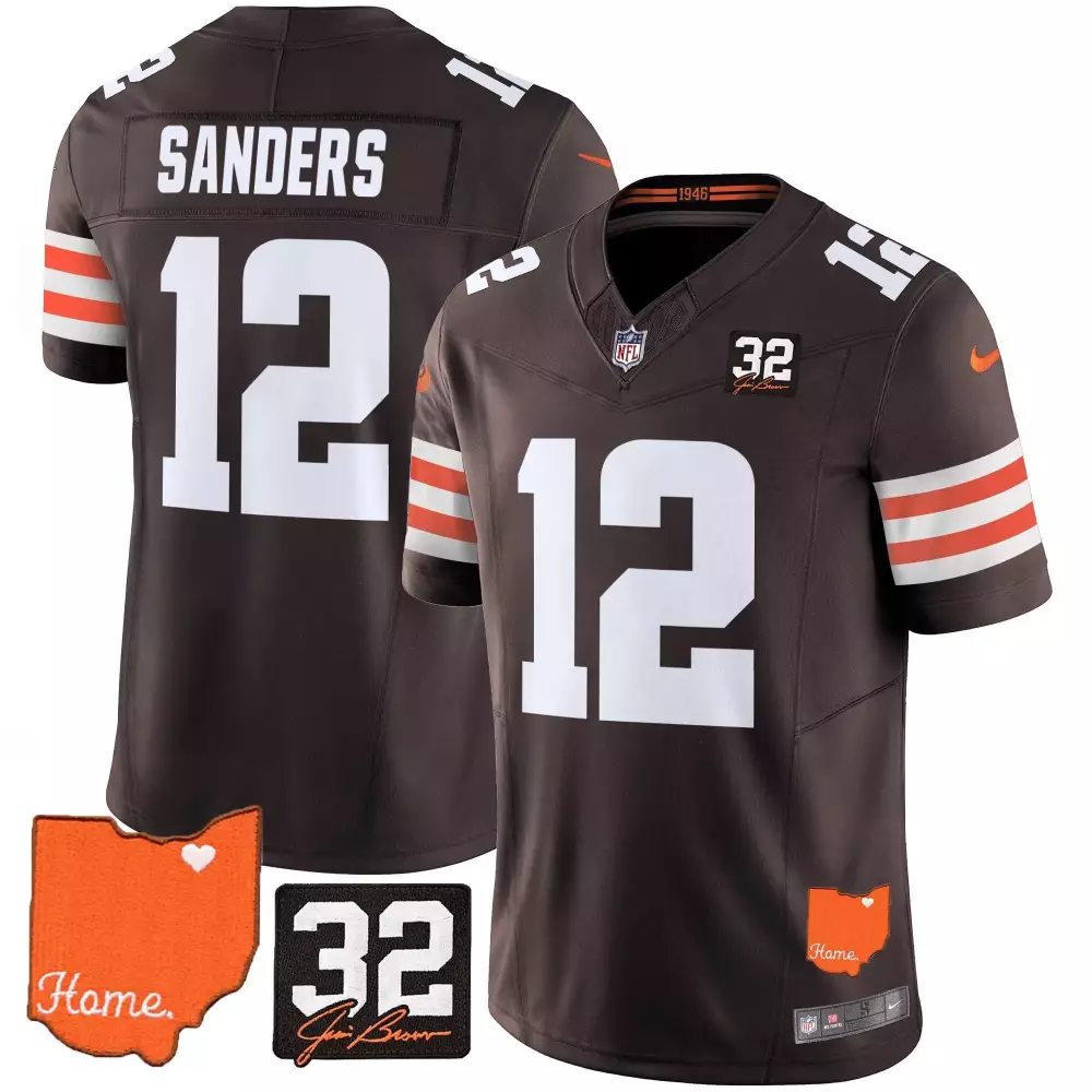 Sanders 12 Cleveland Browns 2025 Vapor Jersey | Brown Home Patch | Fan Gear for Men, Women & Youth