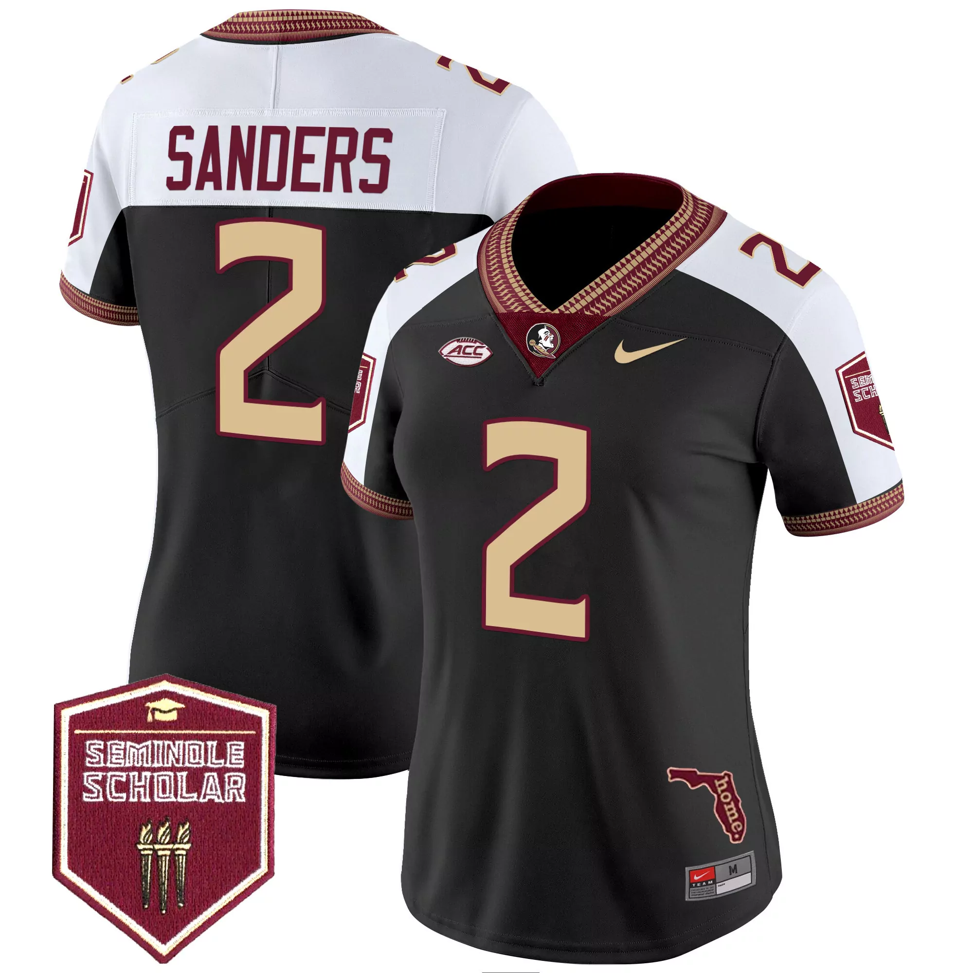 sanders 2 women s vapor jersey white seminole scholar patch 2025 florida state seminoles