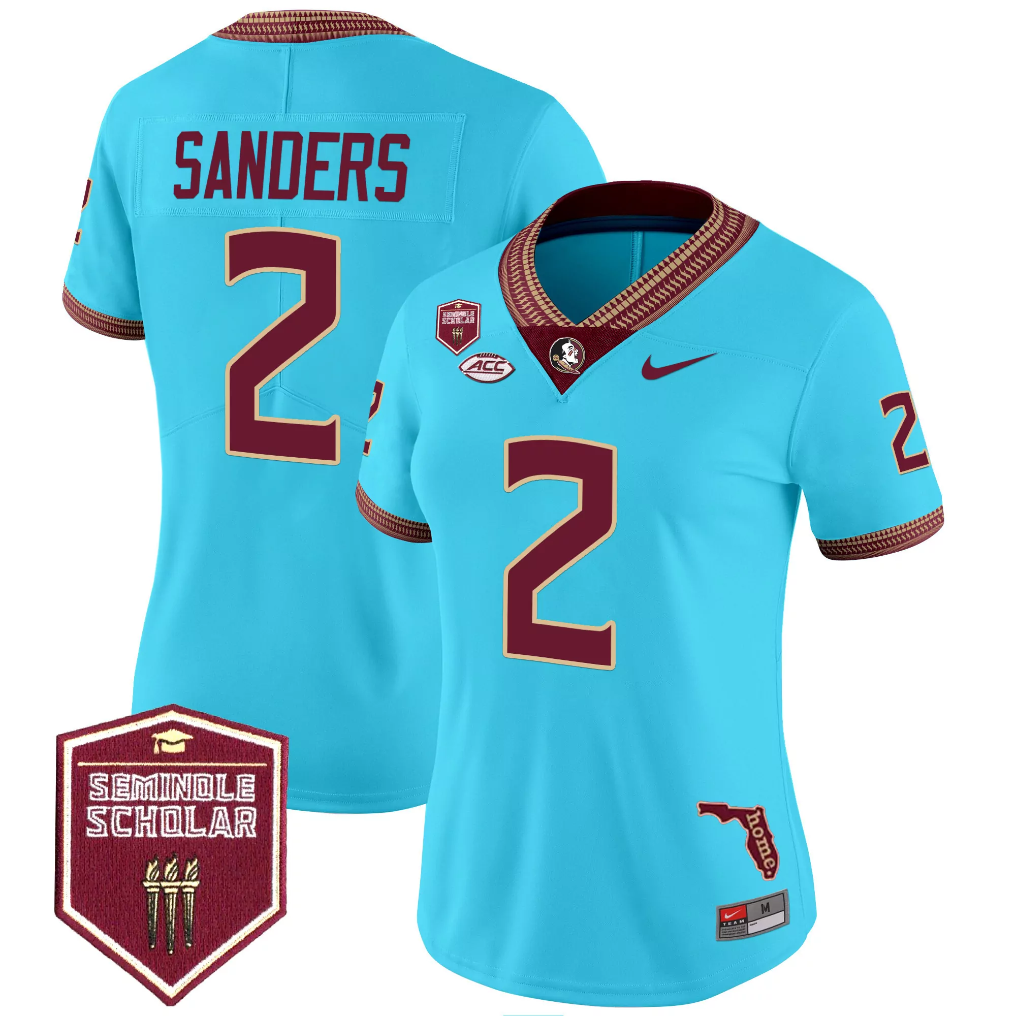 sanders 2 women s vapor jersey white seminole scholar patch 2025 florida state seminoles