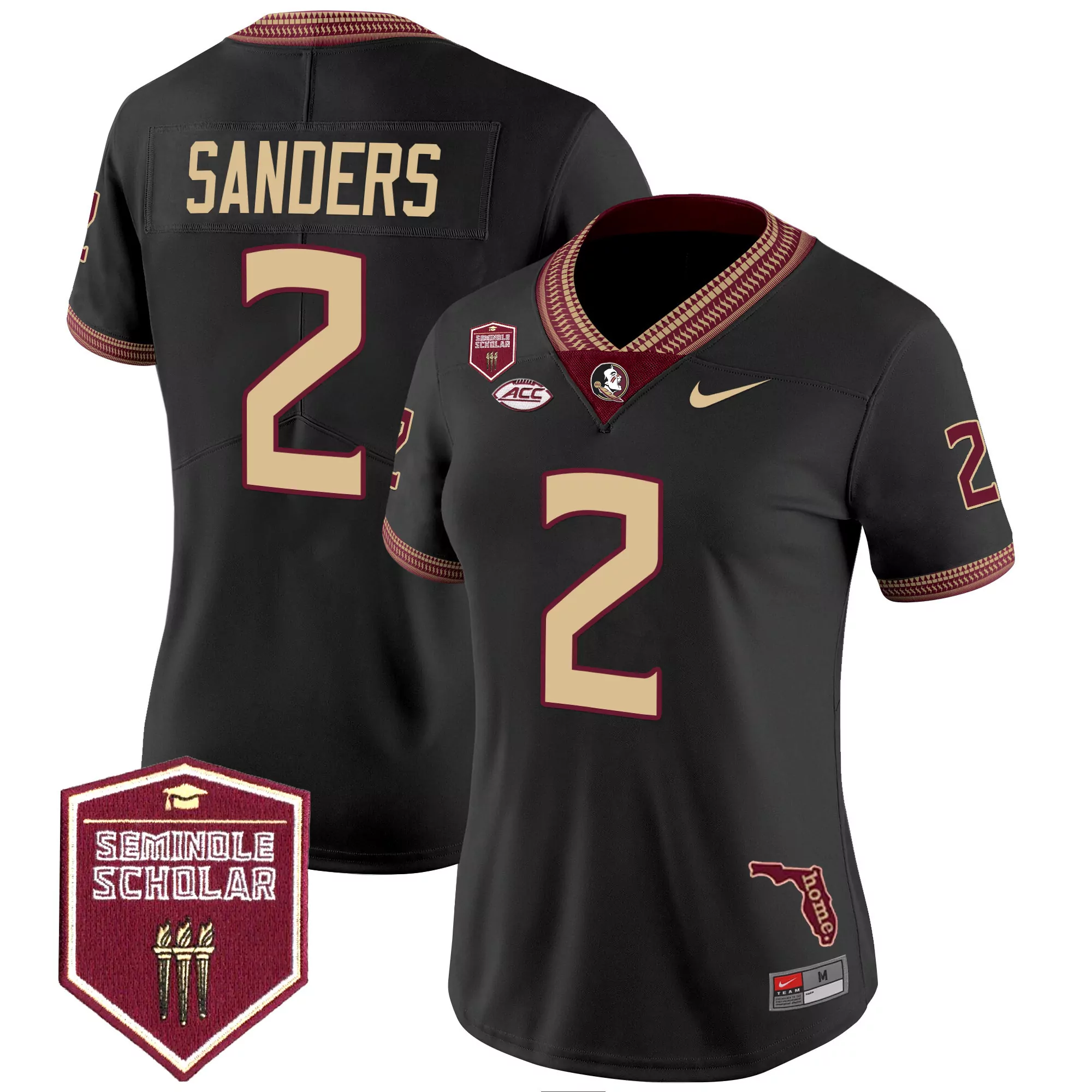 sanders 2 women s vapor jersey white seminole scholar patch 2025 florida state seminoles
