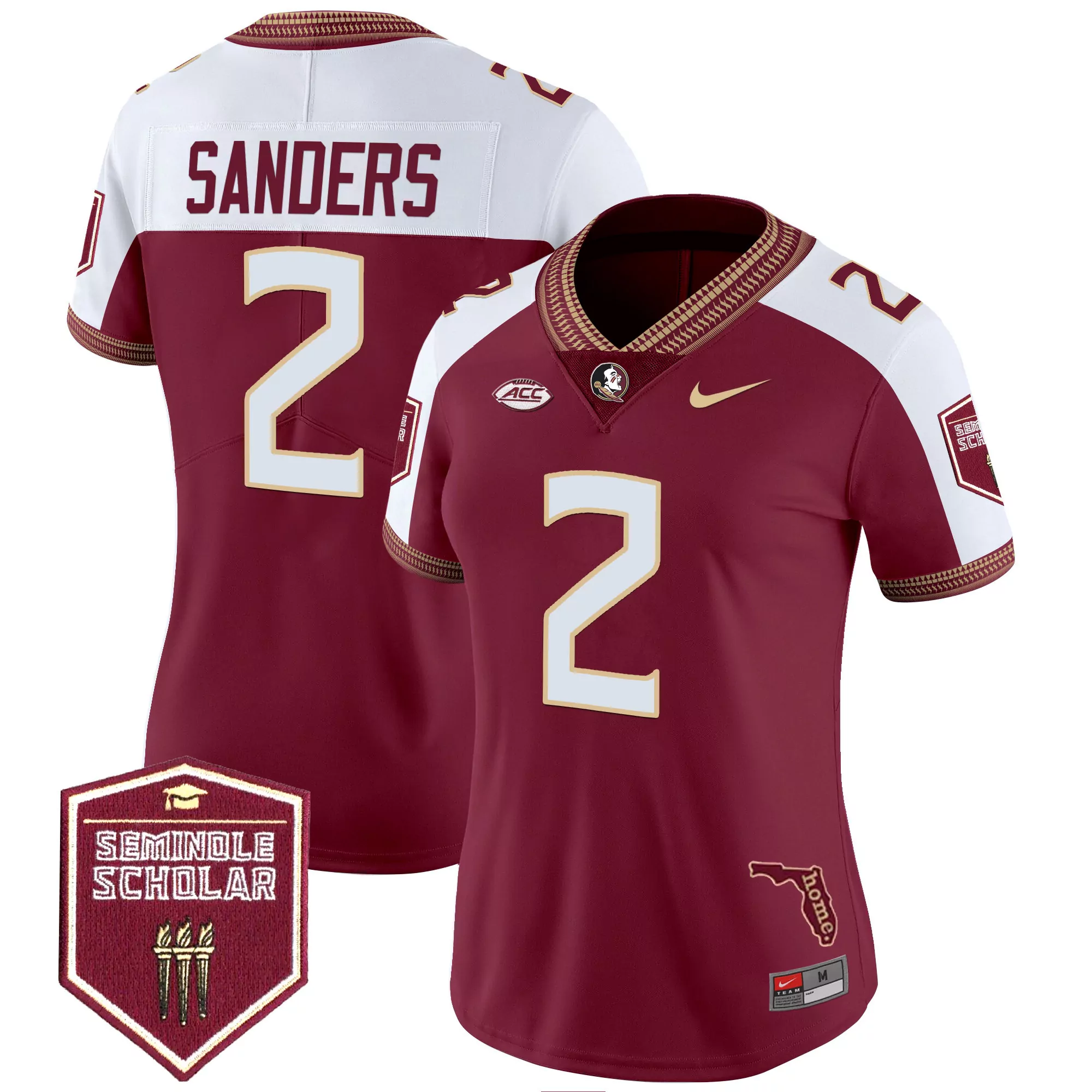 sanders 2 women s vapor jersey white seminole scholar patch 2025 florida state seminoles