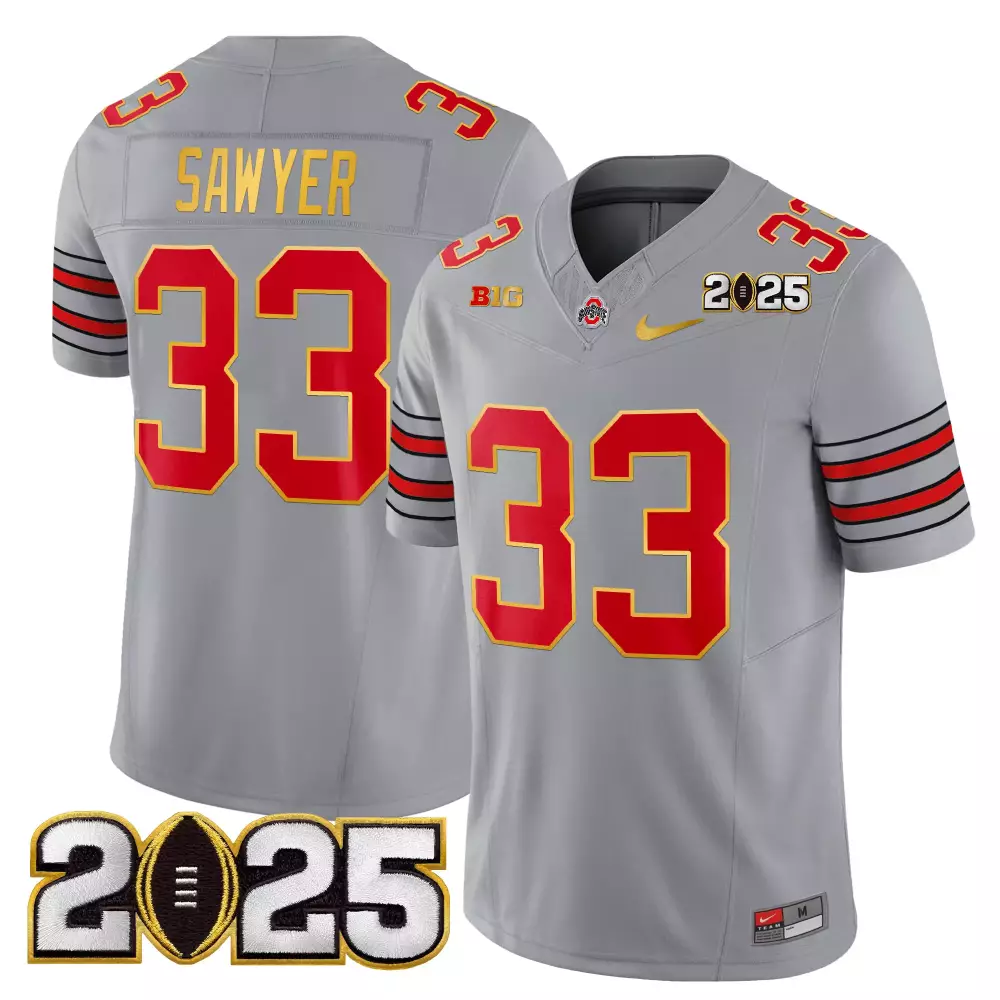 Sawyer 33 Ohio State Buckeyes 2025 Red Name Patch Stitched Jersey | National Champions Fan Gear | For Men, Women & Youth