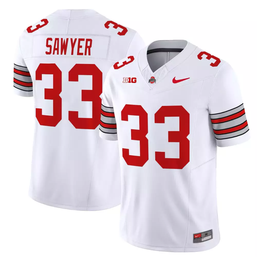 Sawyer 33 Ohio State Buckeyes 2022 Rose Bowl Stitched White Jersey | Women's Fan Gear | For Women & Youth