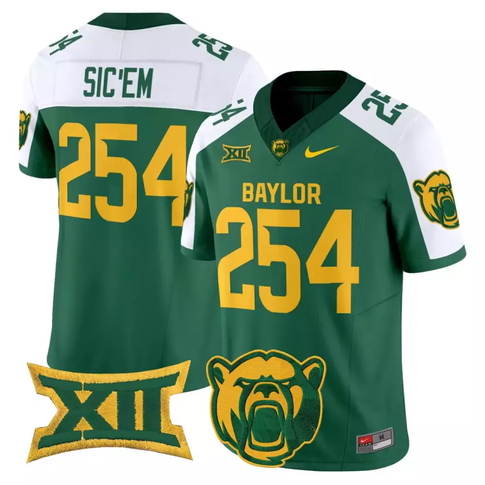 Sic Em 254 Men'S Baylor Bears All Stitched Gray Jersey With Xii Patch 2025