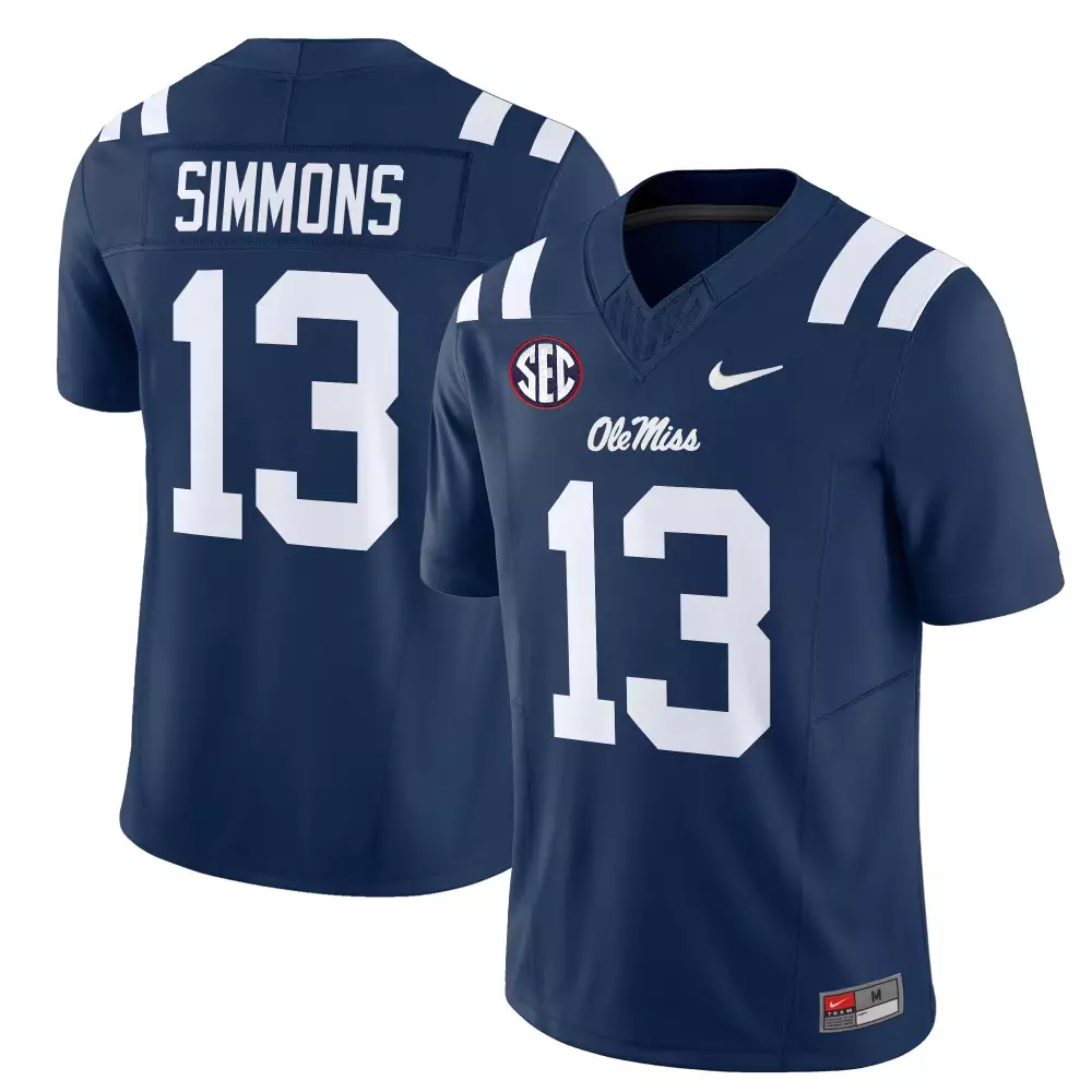 simmons 13 men s vapor jersey ole miss rebels white 2025 limited edition embroidered patch