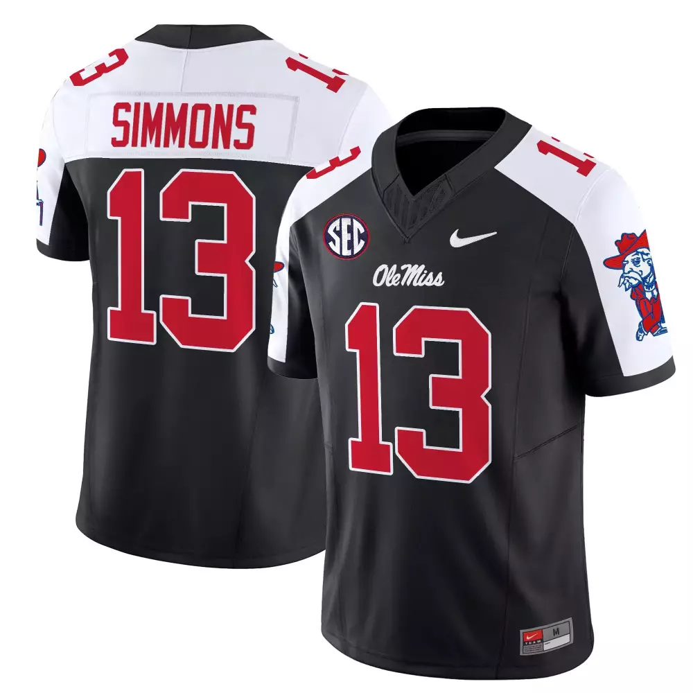 simmons 13 men s vapor jersey ole miss rebels white 2025 limited edition embroidered patch