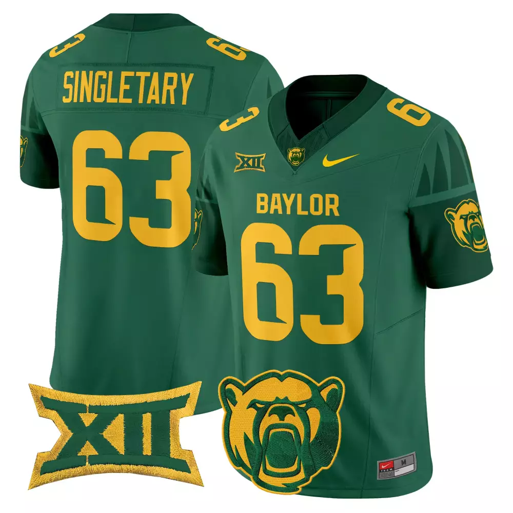 singletary 63 men s vapor jersey baylor bears green limited edition 2025 with embroidered patch
