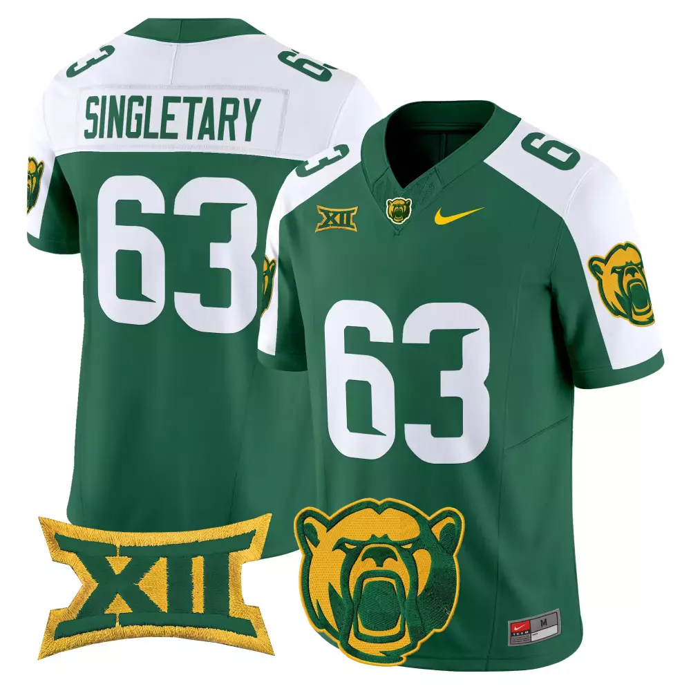 Singletary 63 Men'S Stitched Jersey Green Baylor Bears 2025 With Xii Name Patch