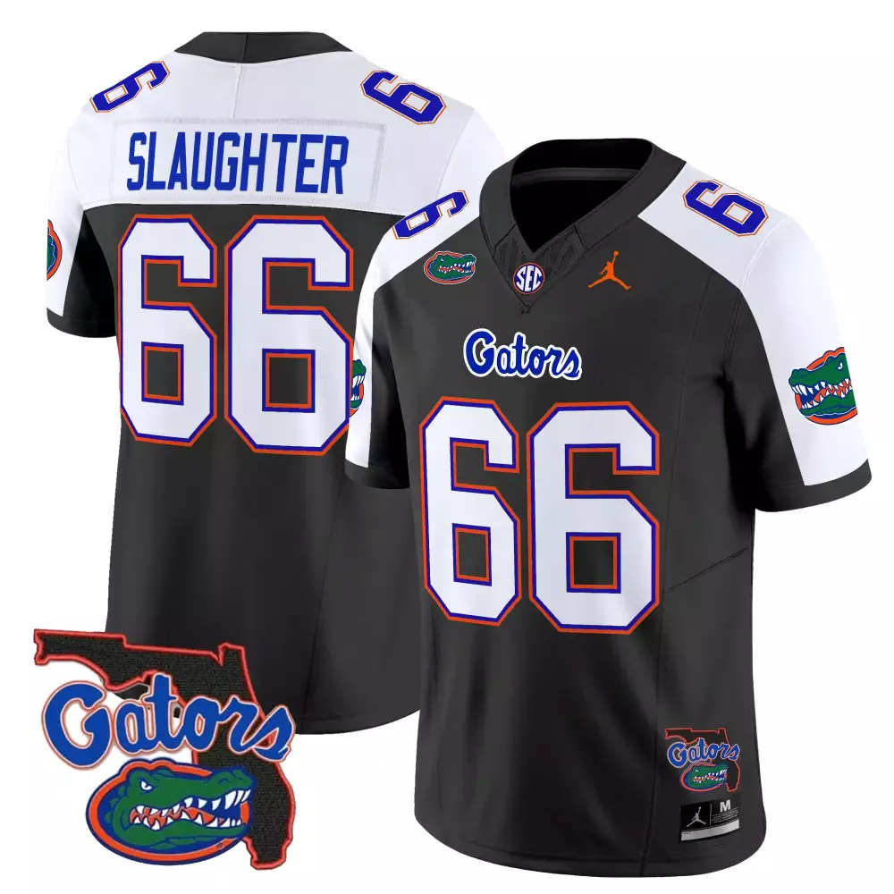 Slaughter 66 Men's Stitched Jersey | Black Florida Gators 2023 Name Patch | College World Series Fan Gear | For Men, Women & Youth