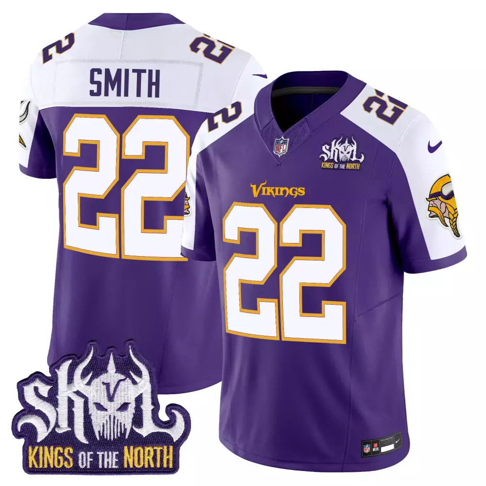 Smith 22 Minnesota Vikings 2025 Stitched Jersey | White with Skol Patch | Limited Edition Fan Gear | For Men, Women & Youth