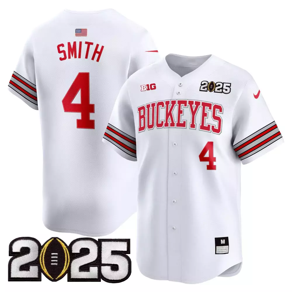 Smith 4 Men's Stitched Ohio State Buckeyes Heritage Gray Jersey | 2025 Name Patch | Fan Gear | For Men, Women & Youth