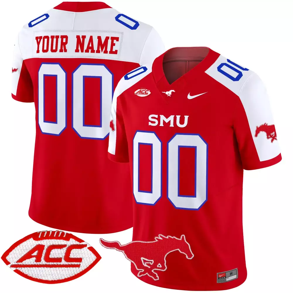 2025 SMU Mustangs Youth Custom Stitched Jersey | Red with Name Patch | Fan Gear for Men, Women & Youth