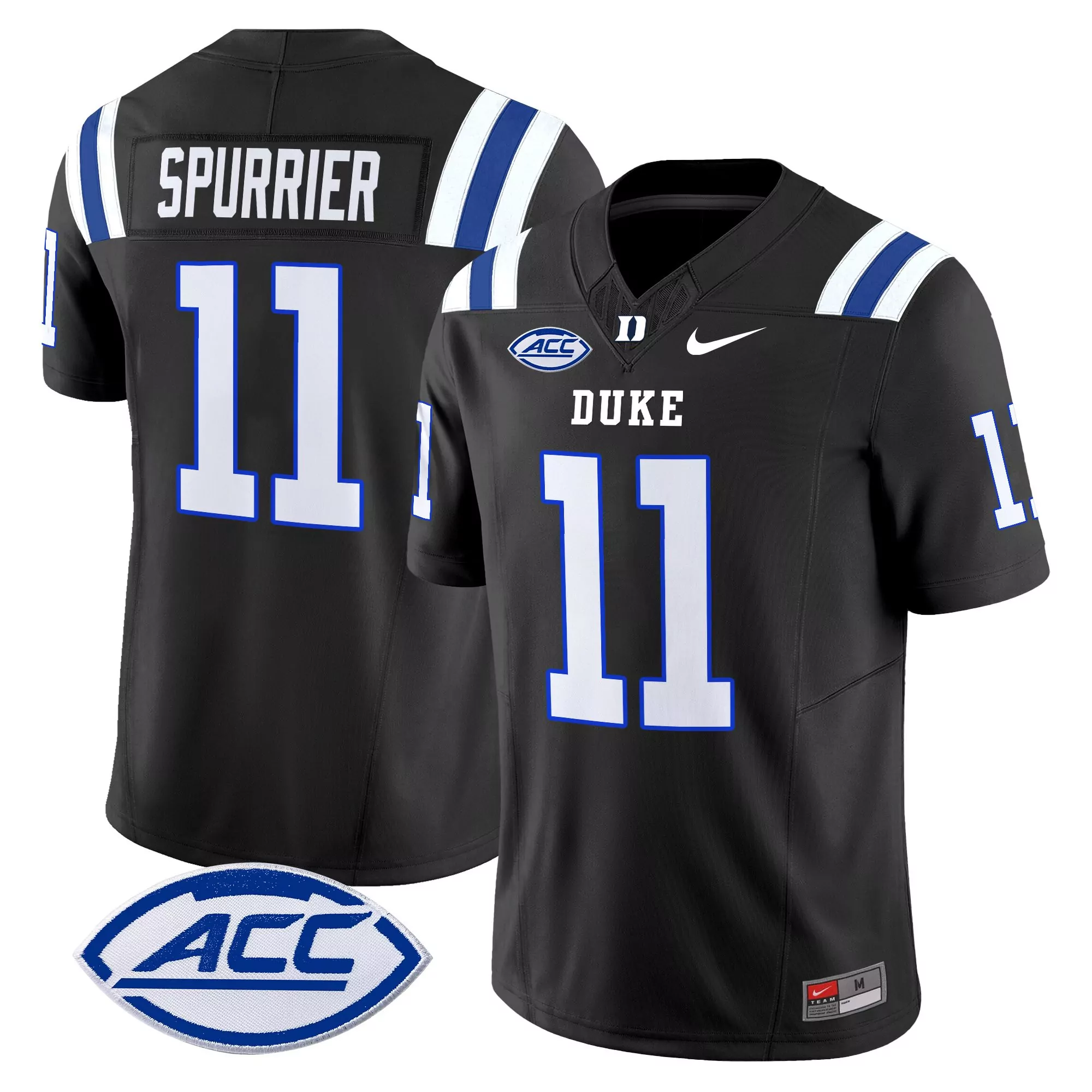 Spurrier 11 Duke Blue Devils Men'S Black Stitched Jersey With Name Patch 2025
