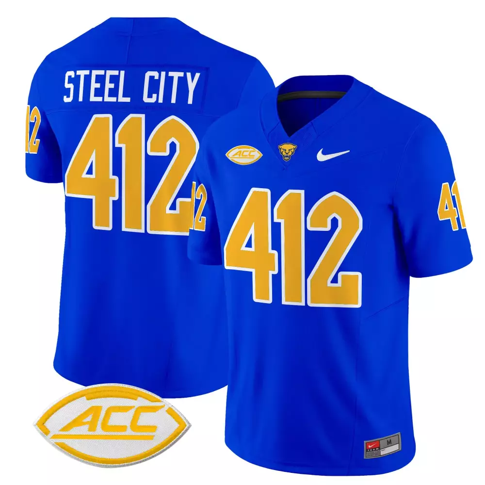 Steel City 412 Men's Blue Stitched Jersey | Name Patch ACC 2025 | Replica Fan Gear | For Men, Women & Youth