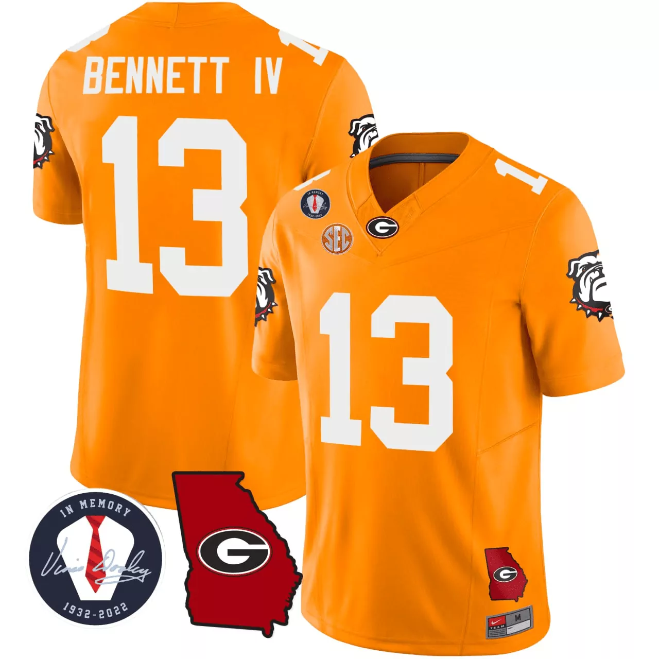 Stetson Bennett Iv 13 Georgia Bulldogs Orange Jersey All Stitched Men 2022 Name Patch