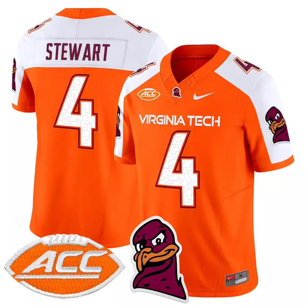 Stewart 4 Women'S Virginia Tech Hokies 2025 Stitched Jersey Orange With Acc Patch