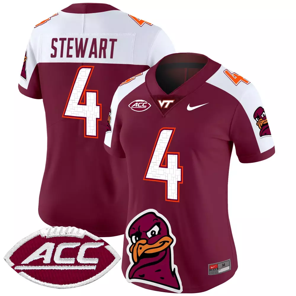 Stewart 4 Women'S Virginia Tech Hokies 2025 Stitched Jersey Orange With Acc Patch