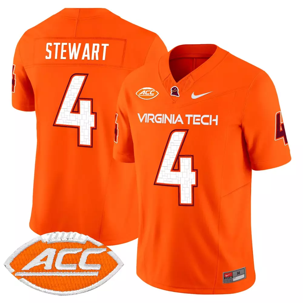 Stewart 4 Women'S Virginia Tech Hokies 2025 Stitched Jersey Orange With Acc Patch