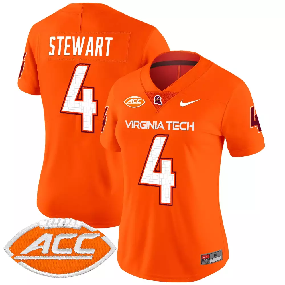 Stewart 4 Women'S Virginia Tech Hokies 2025 Stitched Jersey Orange With Acc Patch