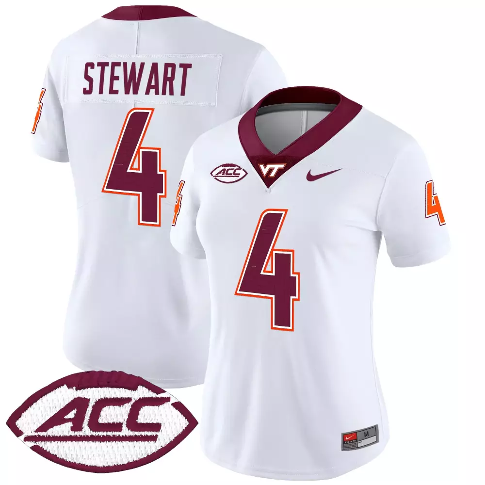Stewart 4 Women'S Virginia Tech Hokies 2025 Stitched Jersey Orange With Acc Patch