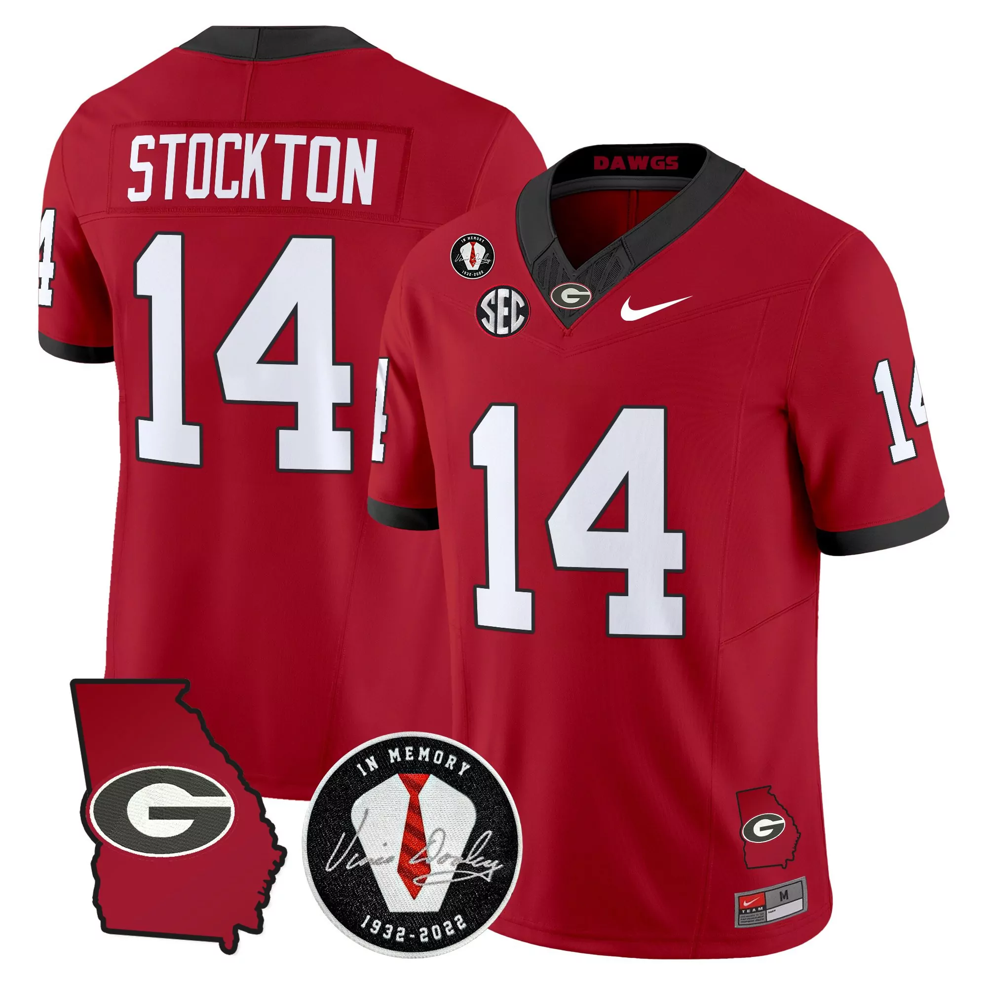 Stockton 14 Men'S Stitched Vapor Jersey Black Georgia Bulldogs 2025 Name Patch