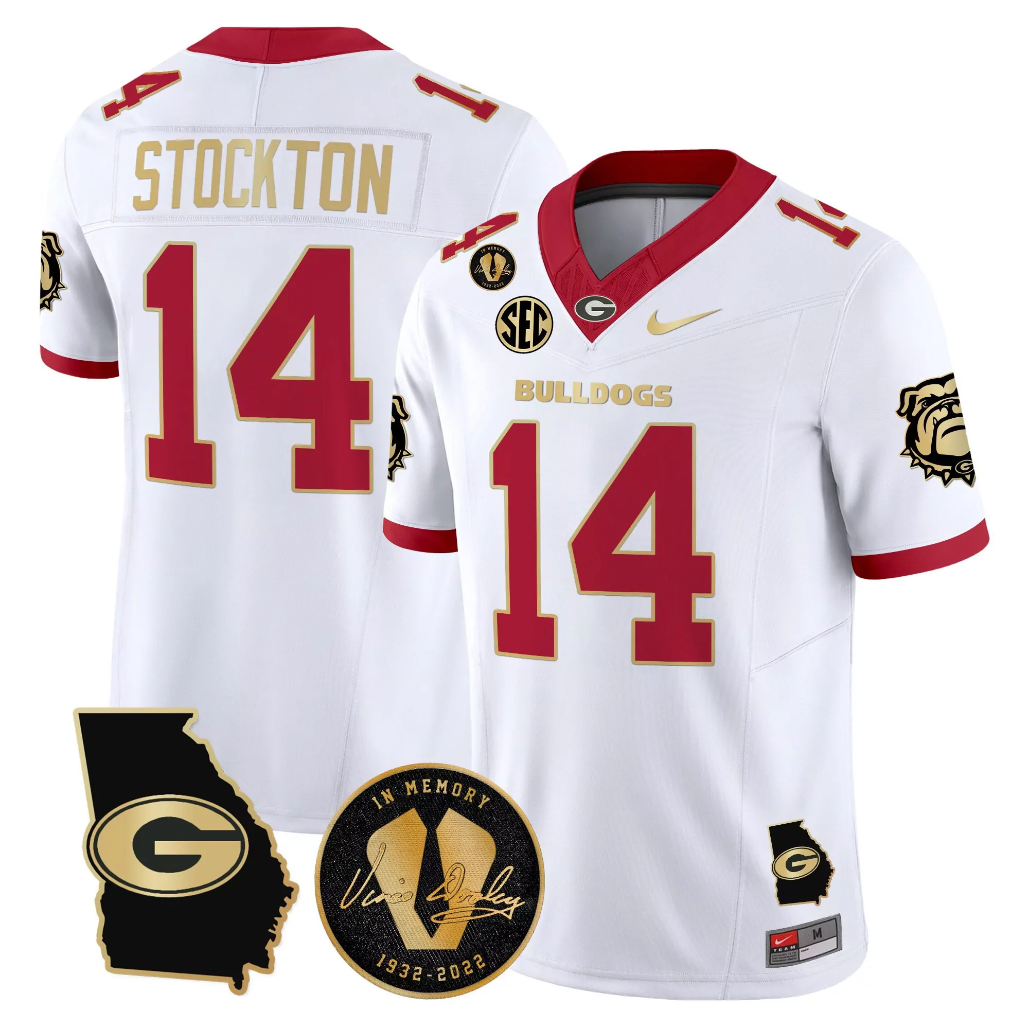 Stockton 14 Men'S Stitched Vapor Jersey Black Georgia Bulldogs 2025 Name Patch