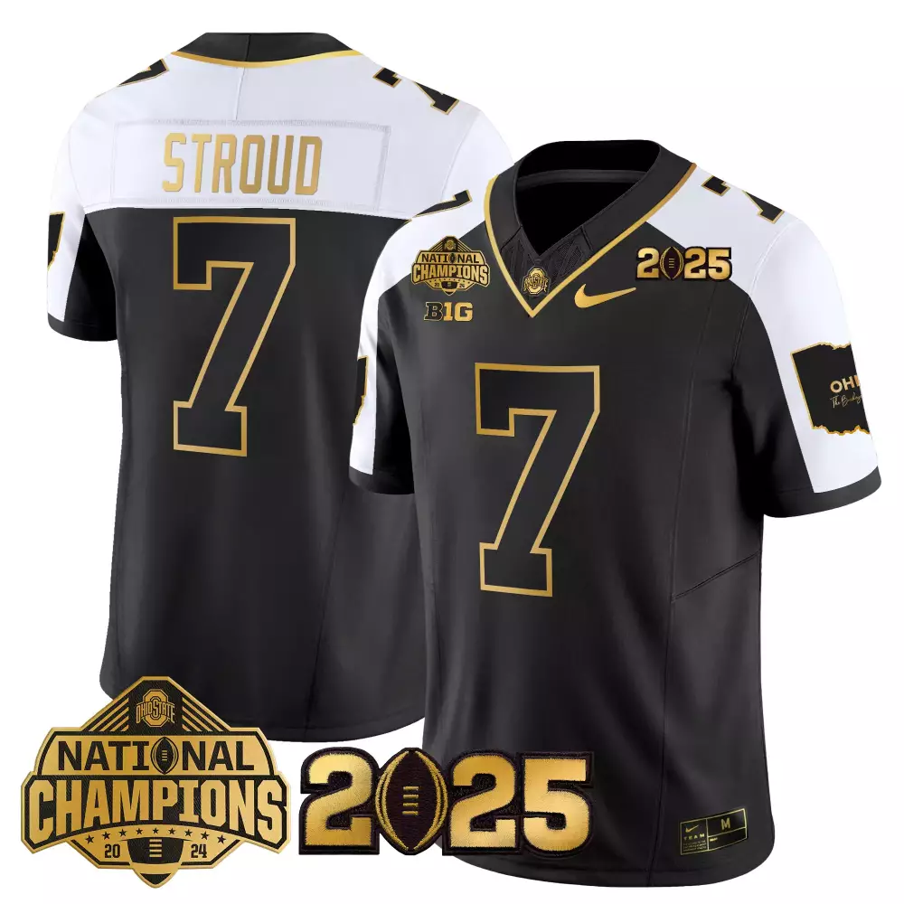 Stroud 7 Ohio State Buckeyes 2025 National Champions Jersey | Gray Style | Patch for Men, Women & Youth