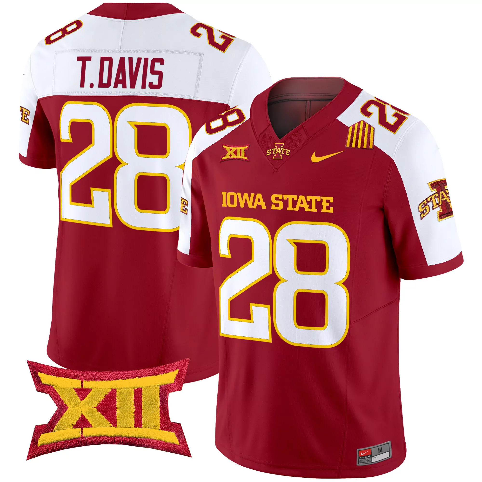 T Davis 28 Iowa State Cyclones Women'S White Stitched Jersey Name Patch 2025 Xii