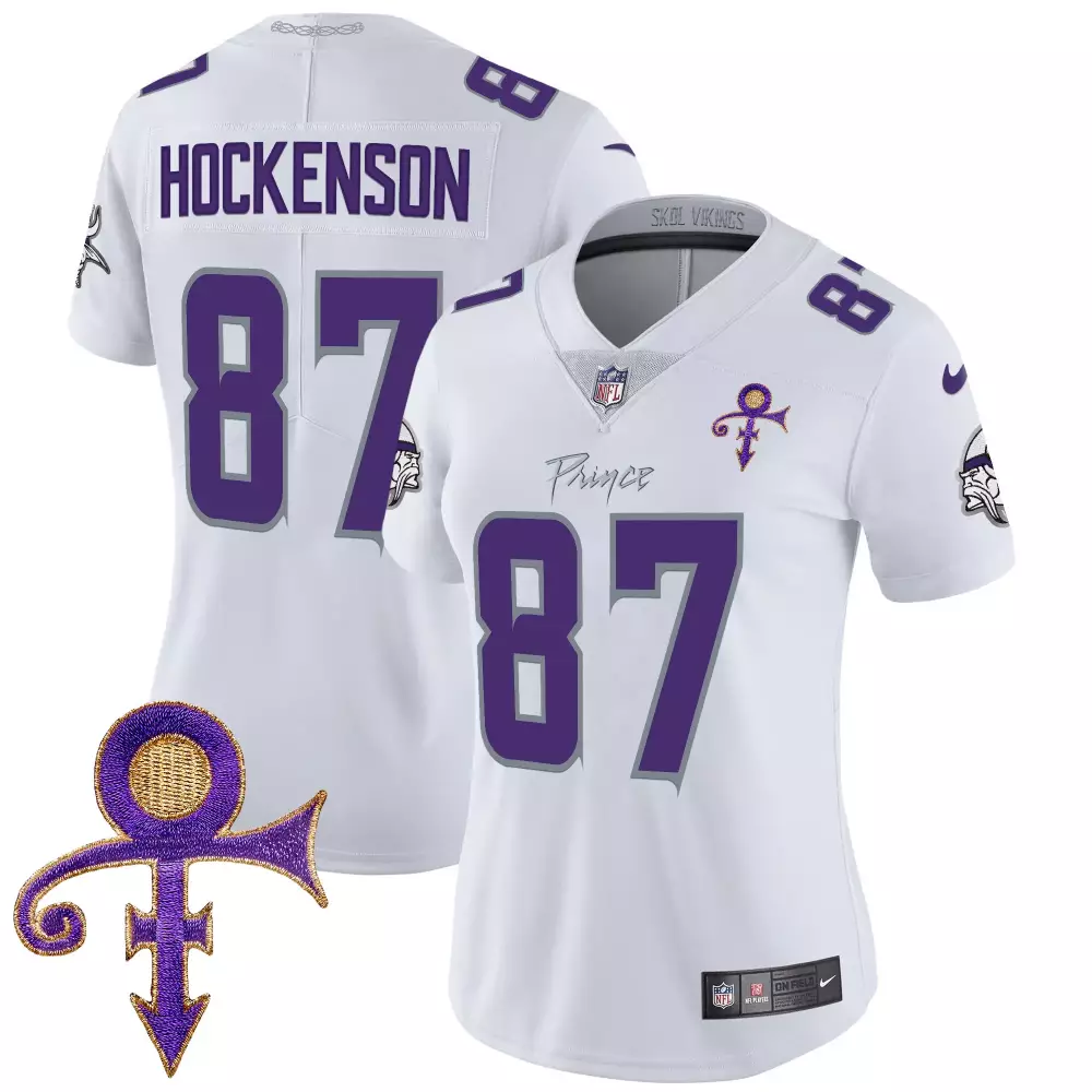 T.J. Hockenson Women's Minnesota Vikings 2024 White Stitched Jersey | Name Patch | For Men, Women & Youth