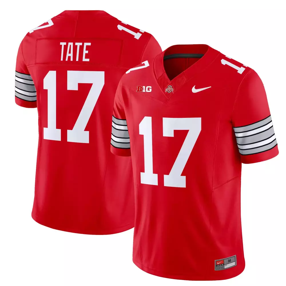 Tate 17 Ohio State Buckeyes 2025 Red Stitched Jersey | Name Patch | Game Day Outfit for Men, Women & Youth