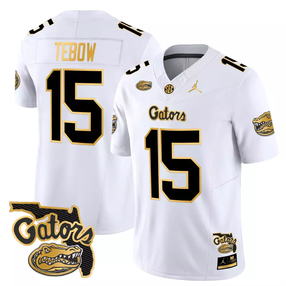 Tebow 15 Florida Gators 2025 Stitched Vapor Jersey | Black with Name Patch | Fan Gear for Men, Women & Youth