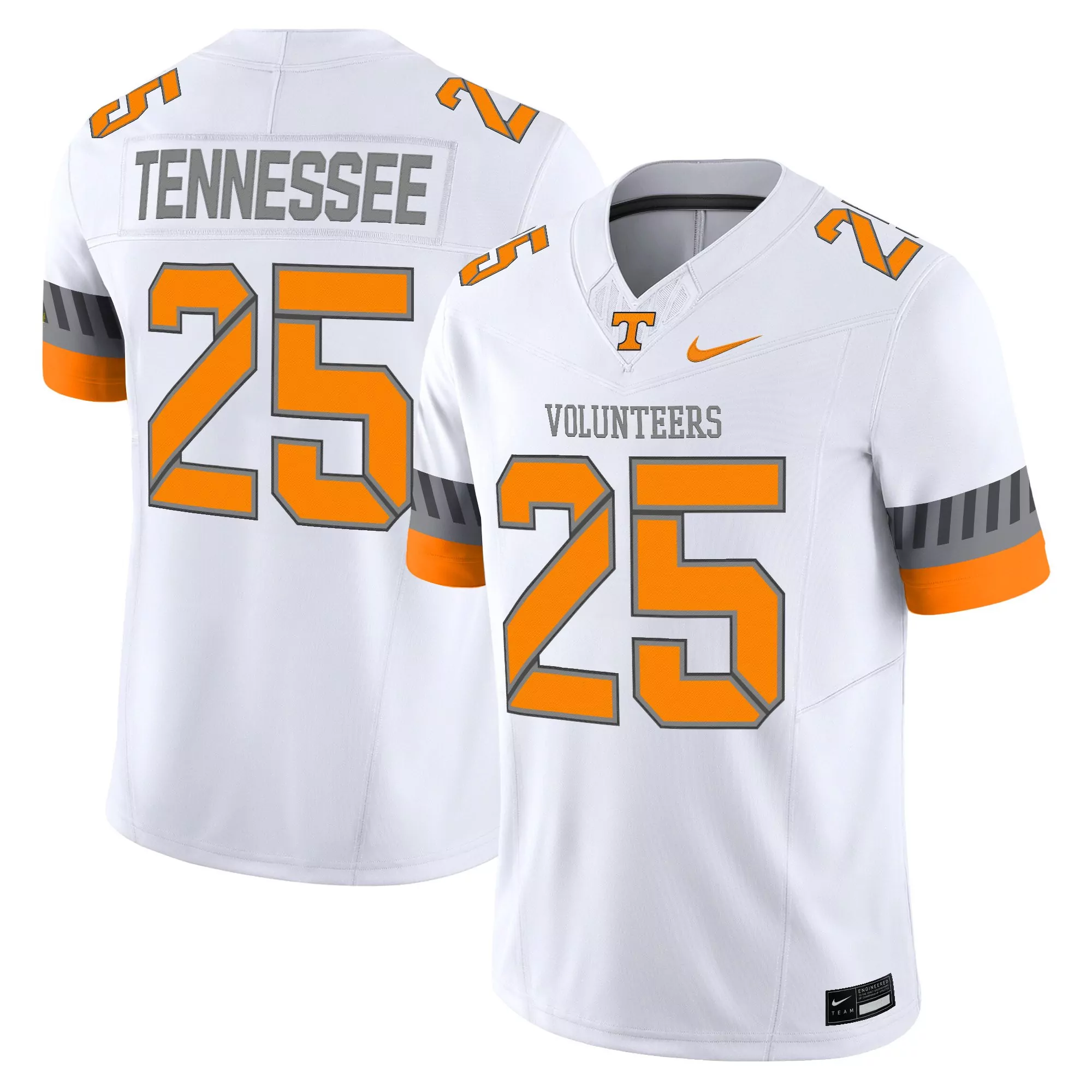 Tennessee Volunteers 25 Stitched Jersey Gray Male 2023 Name Patch
