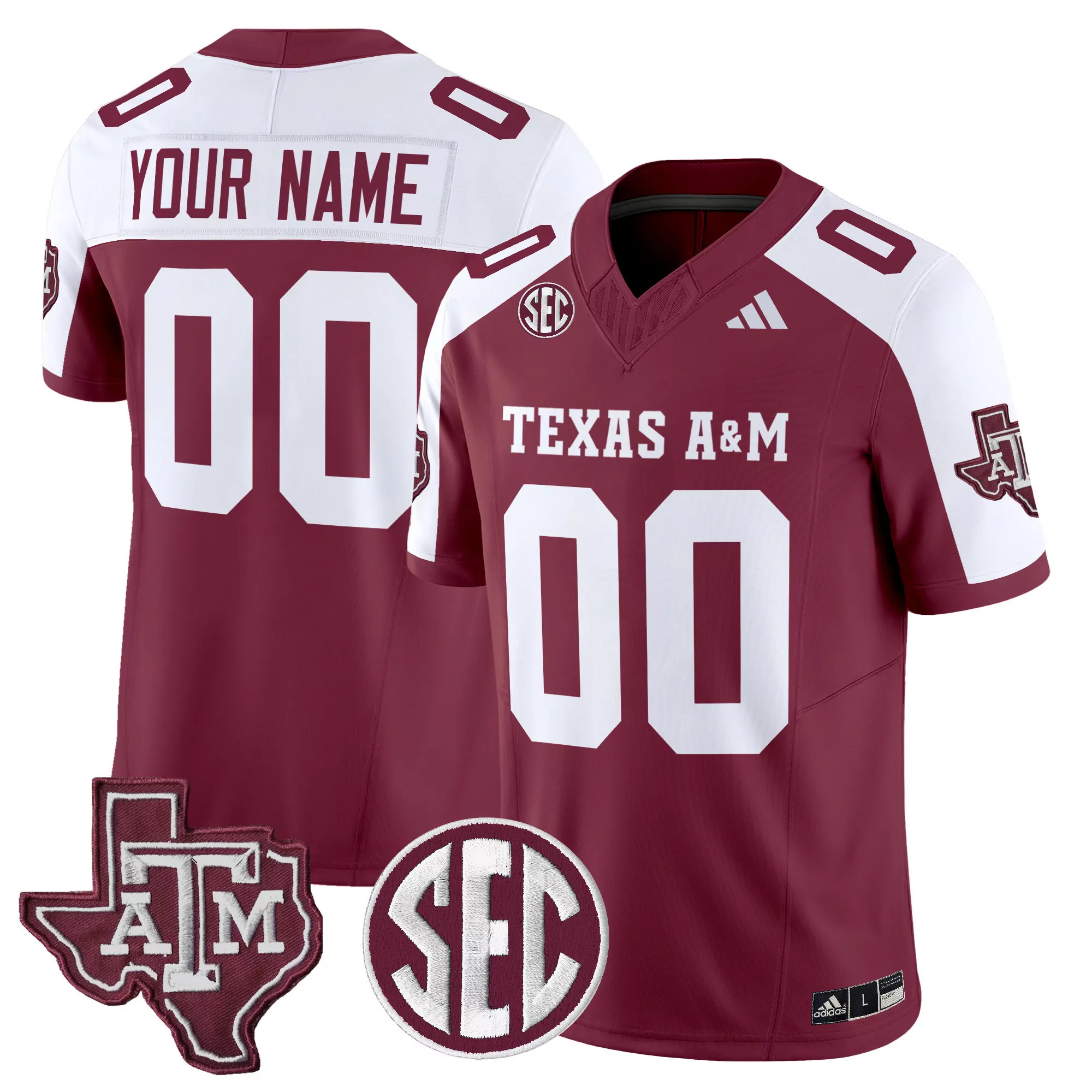 Texas A M Aggies Custom Jersey 00 Black All Stitched Name Patch 2025 Men'S Style