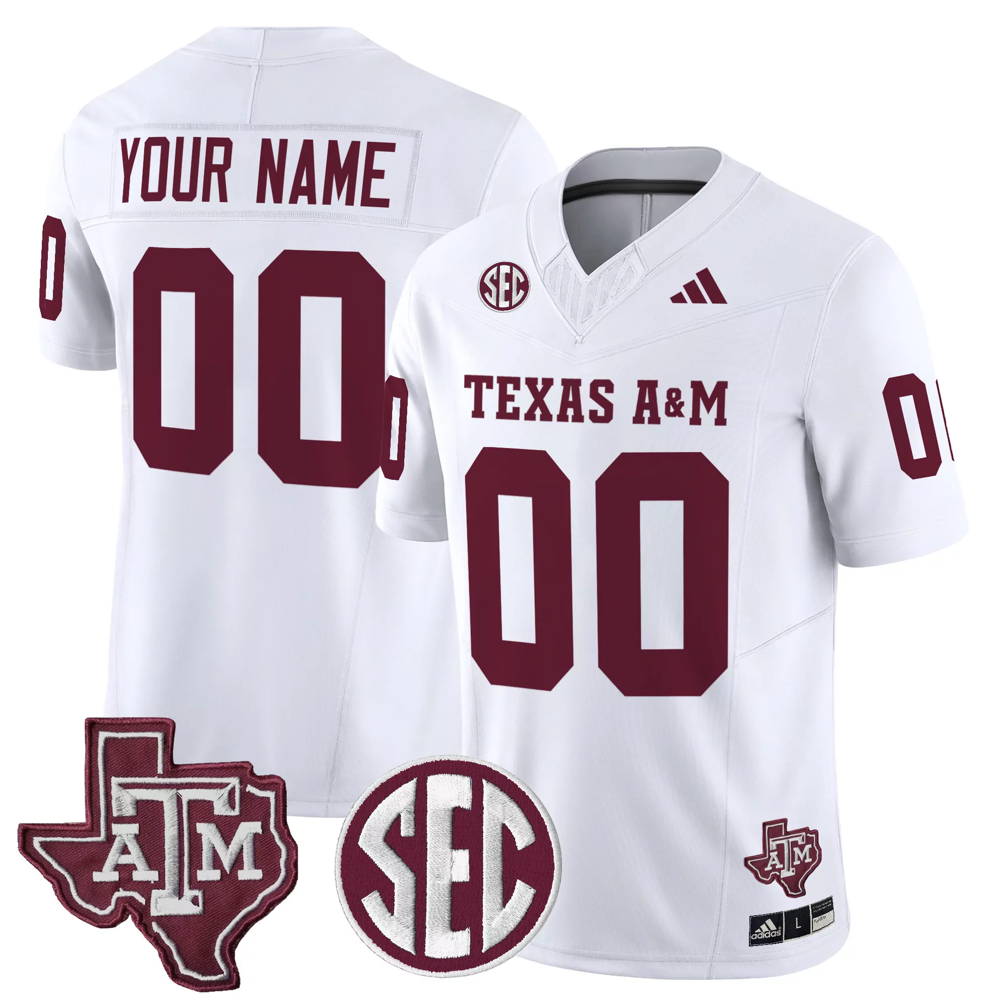 Texas A M Aggies Men'S Maroon All Stitched Jersey With Name Patch 2025 Season